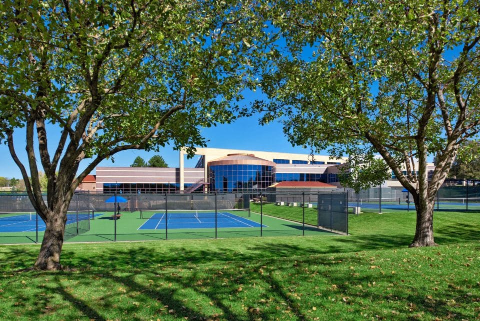 Club Greenwood facility exterior in the summer time