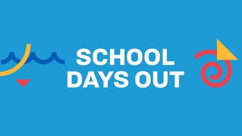blue banner with playful shapes and text that says school days out