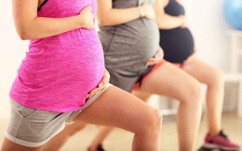 women doing prenatal workout