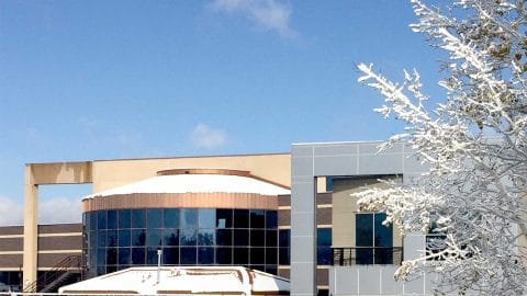 club greenwood facility covered in snow in winter