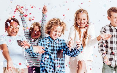 kids having fun with confetti