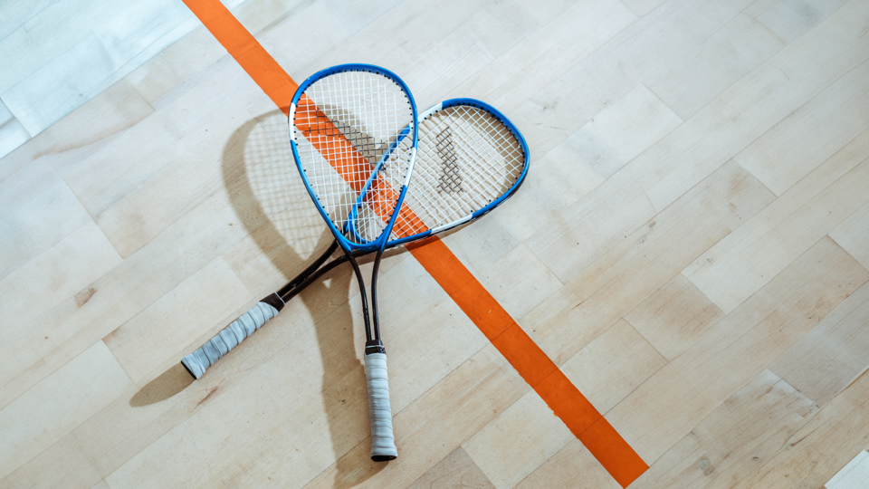 squash racquets on a court