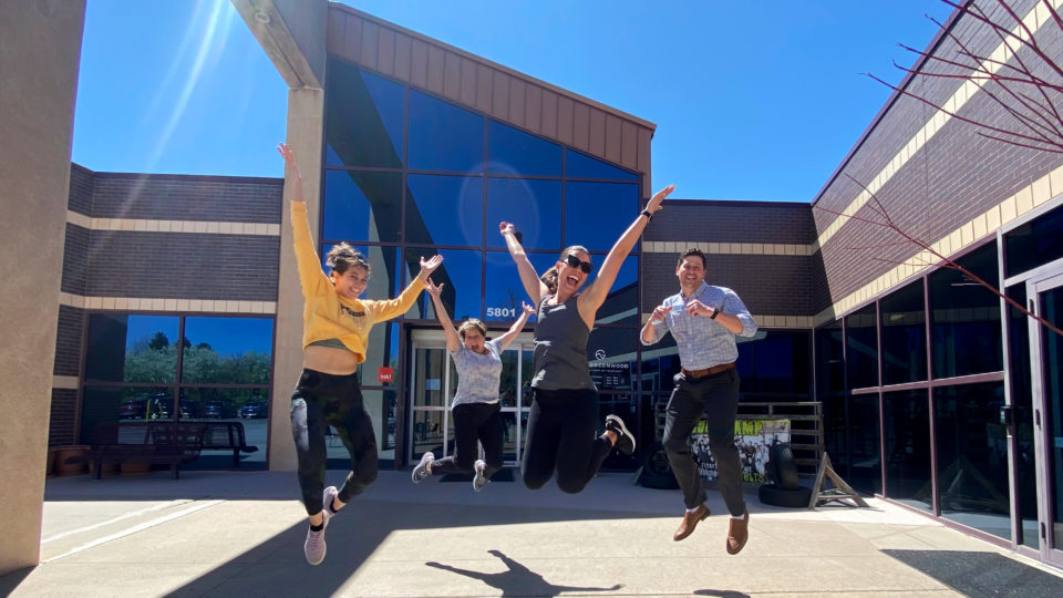 People jumping for joy