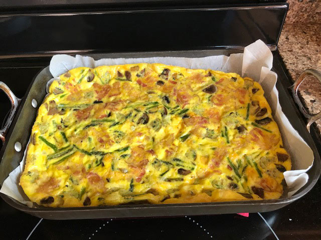 frittata coming out of the oven