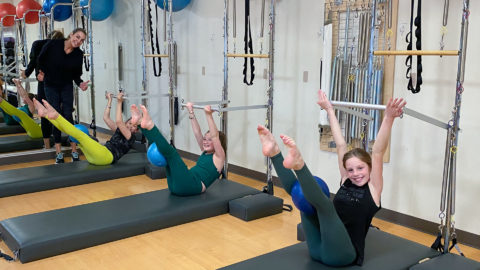 Tennagers doing Pilates at Club Greenwood