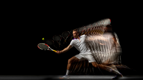 male tennis player indoors