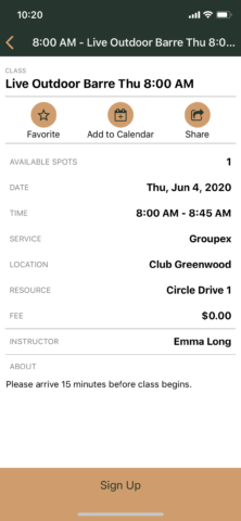 club greenwood Tap sign up page on app
