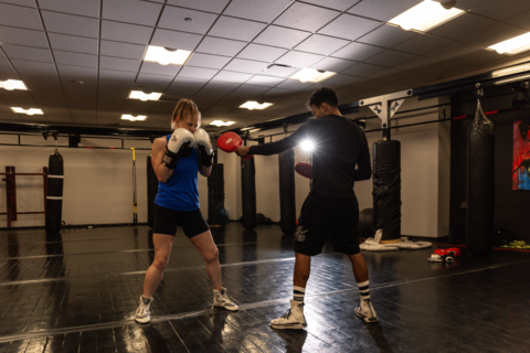 man and women sparing