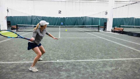 Woman playing tennis