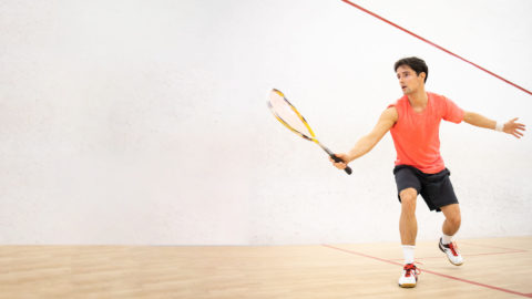 Man playing raquetball