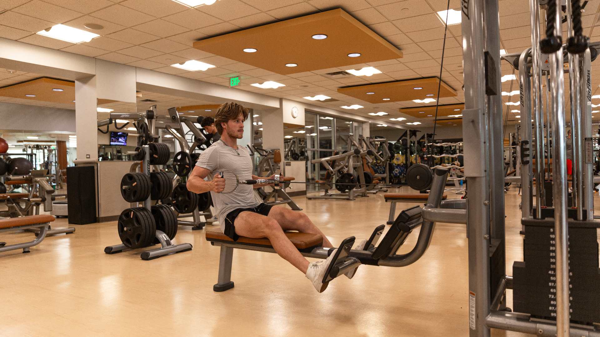 Man on row machine